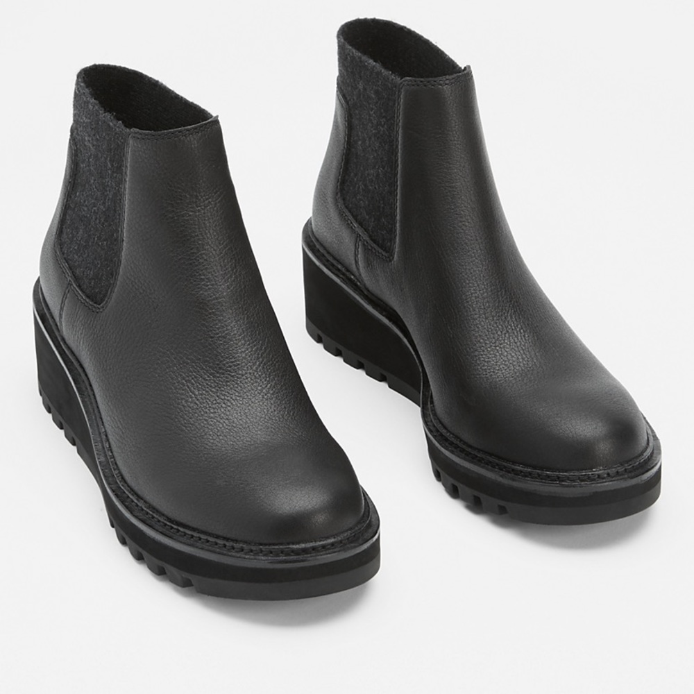 EILEEN FISHER CHELSEA WEDGE WASHED LEATHER BOOTIE